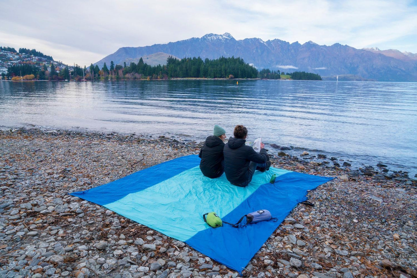 Beach Blanket - Sandproof Waterproof Extra Large Beach Mat | Oversized Sand-Free Lightweight Quick-Drying | Beach Vacation Essentials with Stakes & Corner Pockets