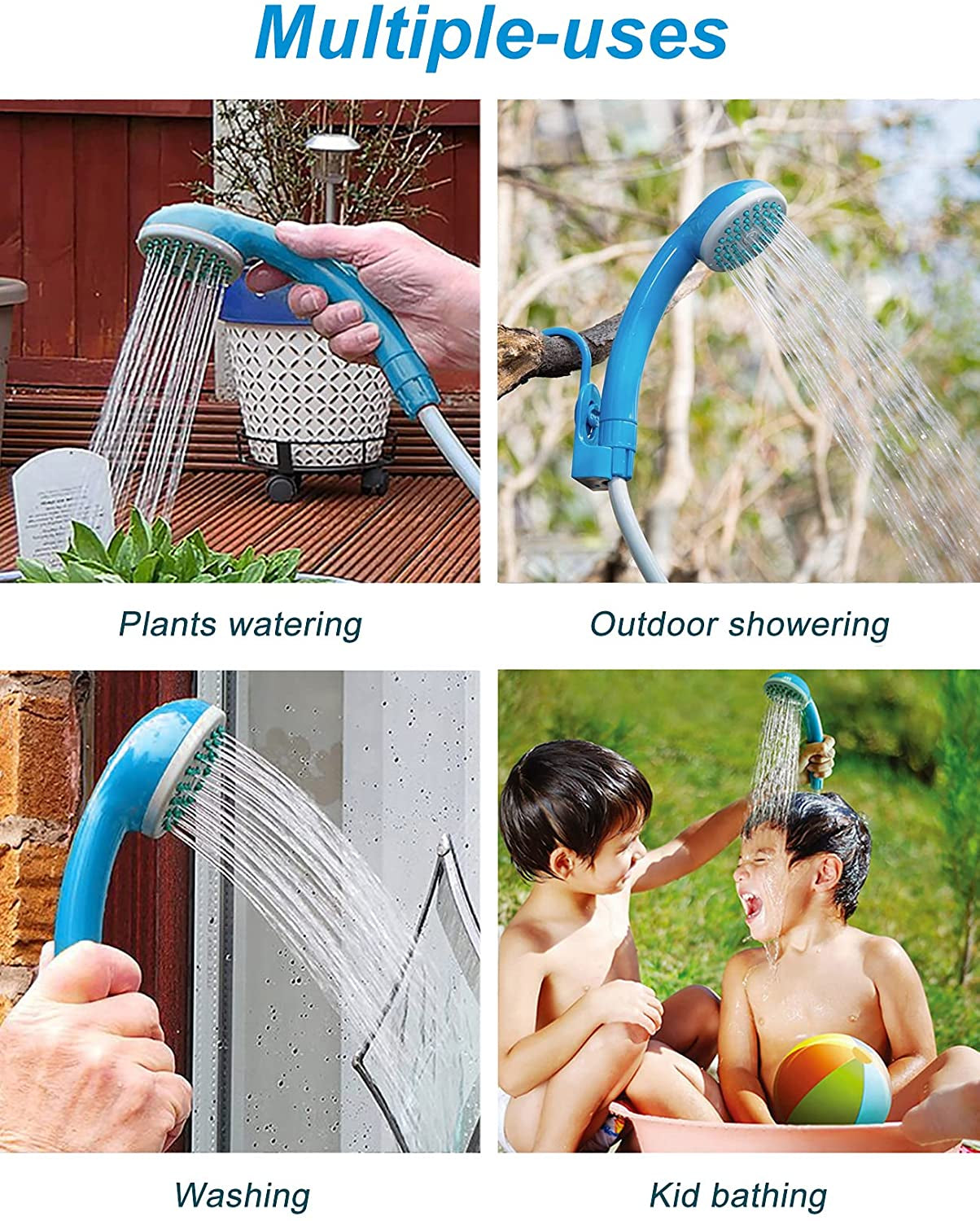 Portable Shower Camping Shower Outdoor Camp Shower Pump, Electric Rechargeable Portable Camping Shower, Powered by Rechargeable Battery