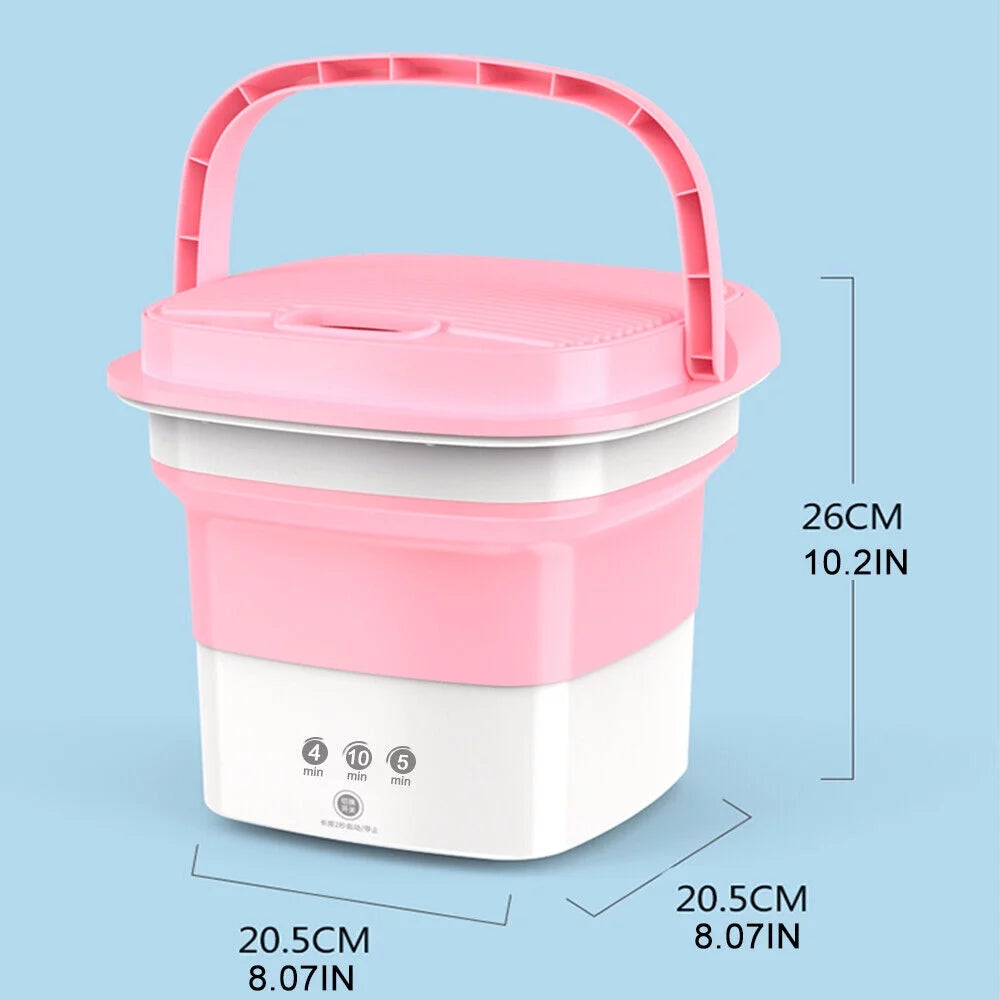 8L Pink Mini Top Load Washing Machine with 3 Modes and Soft Spin Dry