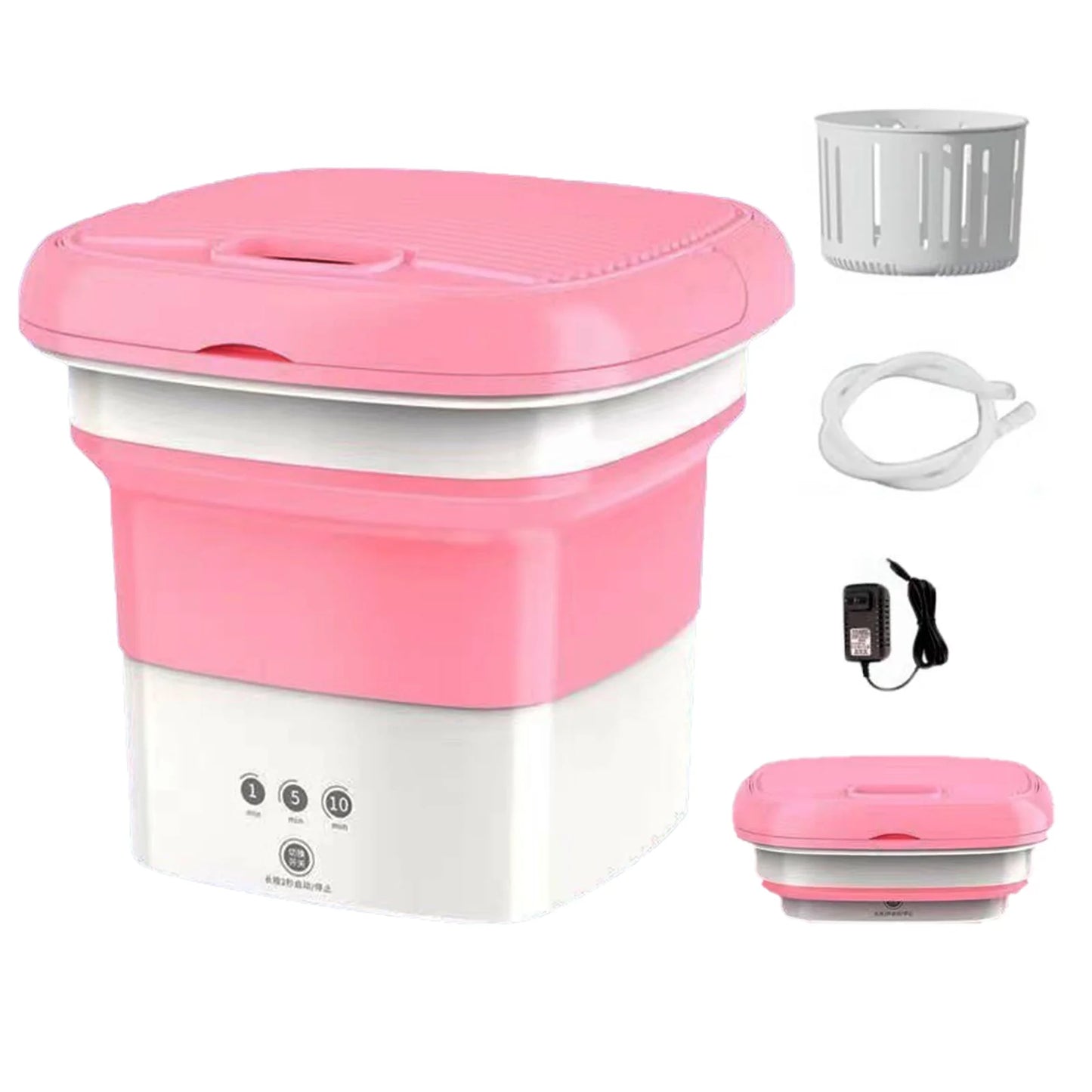 8L Pink Mini Top Load Washing Machine with 3 Modes and Soft Spin Dry