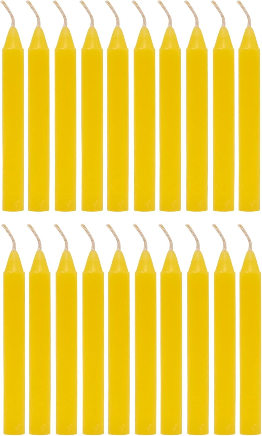 Set of 20 Yellow, Unscented, 4 Inch Tall Chime Candles (Altar, Spell)