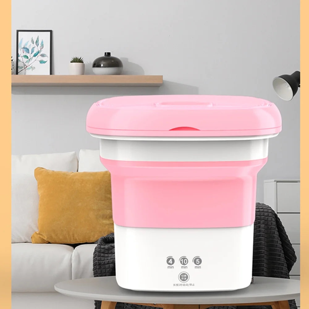 8L Pink Mini Top Load Washing Machine with 3 Modes and Soft Spin Dry