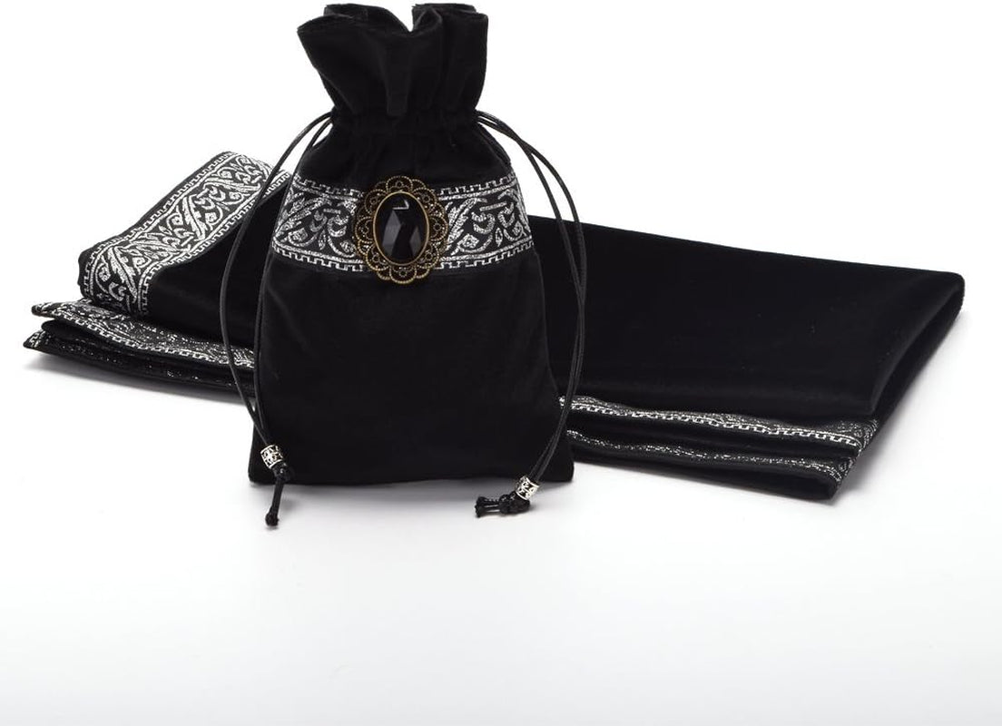 Altar Tarot Table Cloth for Reading with Pouch Black