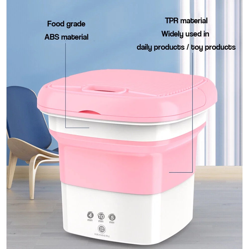 8L Pink Mini Top Load Washing Machine with 3 Modes and Soft Spin Dry