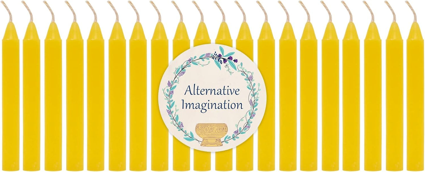 Set of 20 Yellow, Unscented, 4 Inch Tall Chime Candles (Altar, Spell)