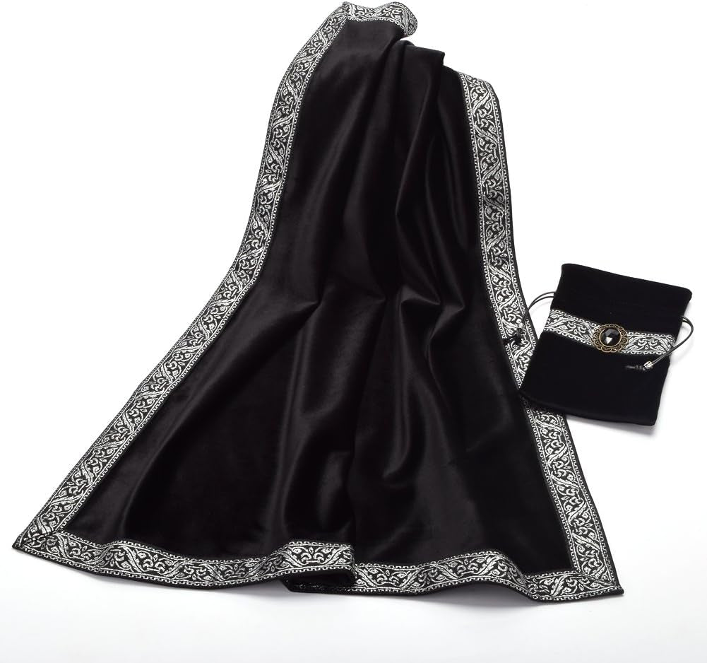 Altar Tarot Table Cloth for Reading with Pouch Black