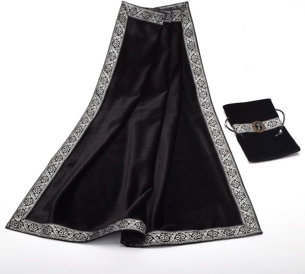 Altar Tarot Table Cloth for Reading with Pouch Black