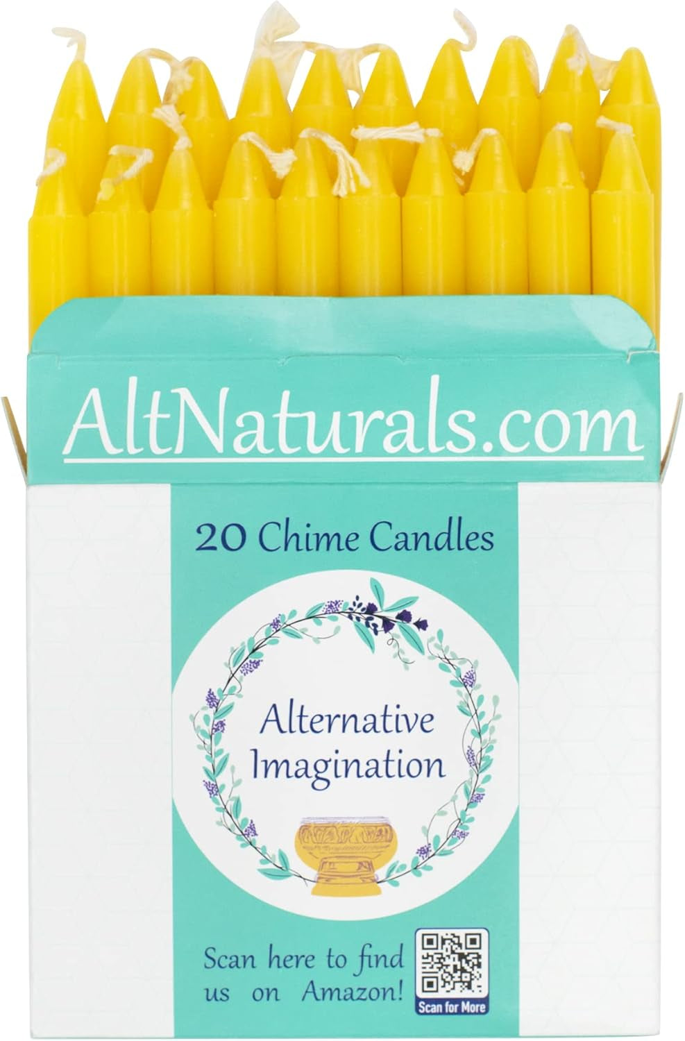 Set of 20 Yellow, Unscented, 4 Inch Tall Chime Candles (Altar, Spell)