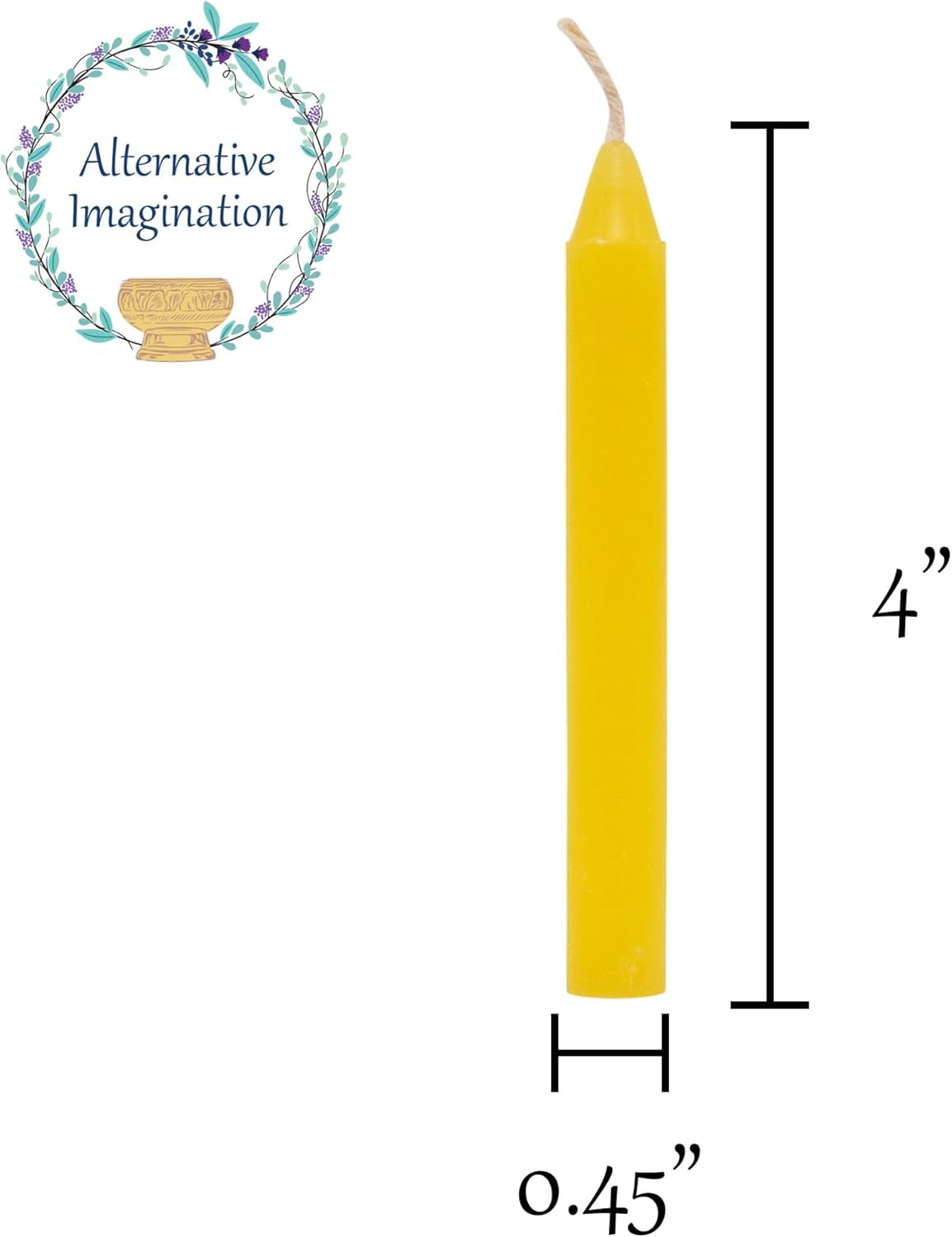 Set of 20 Yellow, Unscented, 4 Inch Tall Chime Candles (Altar, Spell)