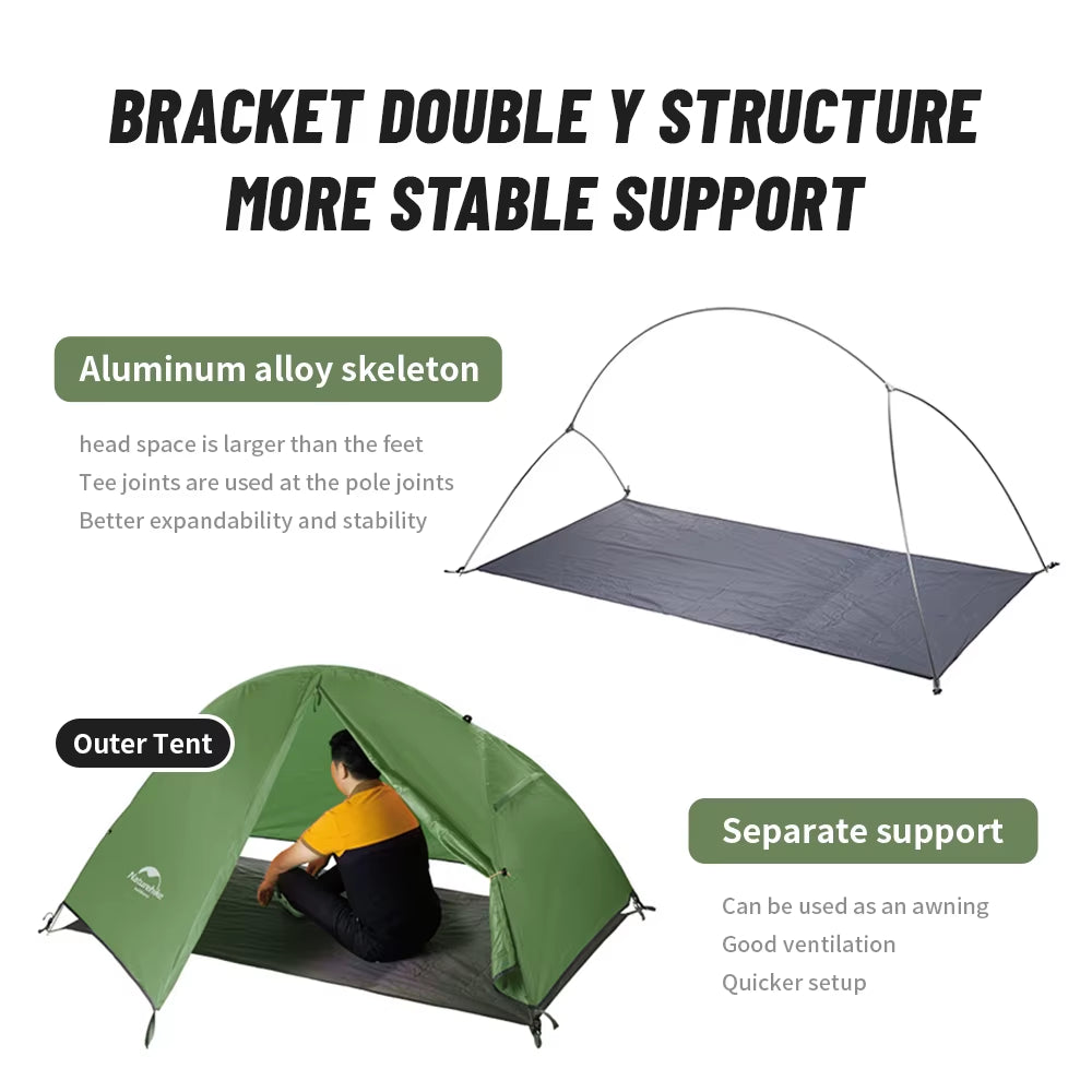 Tent Ultralight 1 Person Cycling Tents Portable Backpacking Tent 20D Nylon Waterproof Tent Camping Tent Hiking Tent