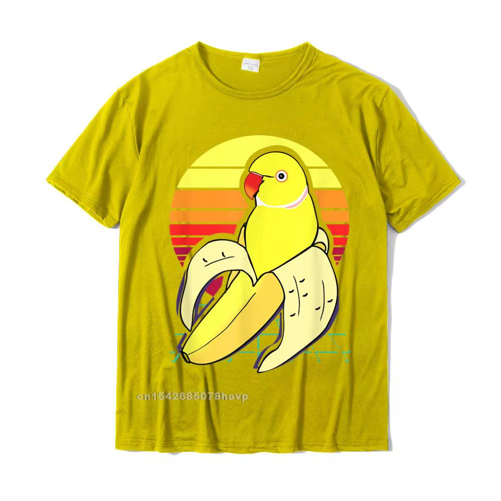 Aesthetic Vaporwave Banana Indian Ringneck Birb Parrot T-Shirt Tops Tees Graphic Unique Cotton Men'S Tshirts Unique