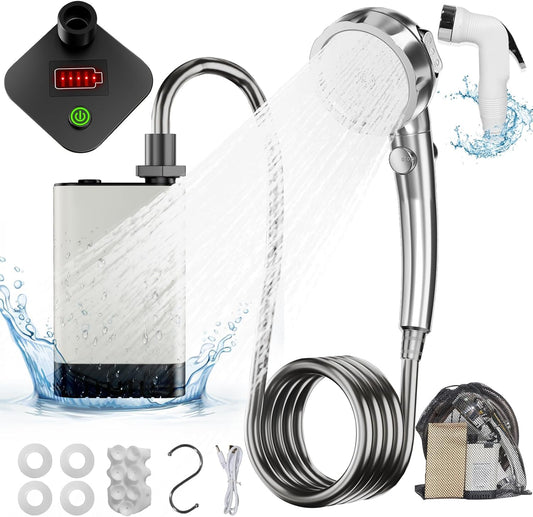Portable Shower for Camping, Rechargeable Electric Camping Shower Pump