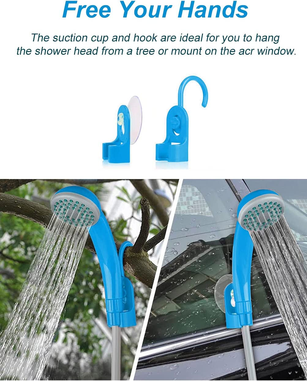 Portable Shower Camping Shower Outdoor Camp Shower Pump, Electric Rechargeable Portable Camping Shower, Powered by Rechargeable Battery