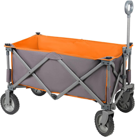 Collapsible Wagon Cart, Heavy Duty Foldable Wagon Carts with Wheels, Folding Utility Wagon for Camping, Shopping, Garden, Sports, Beach