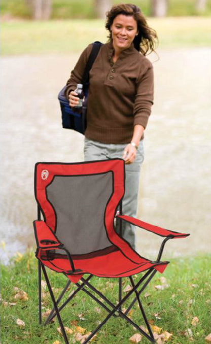 Broadband Mesh Quad Adult Camping Chair, Red
